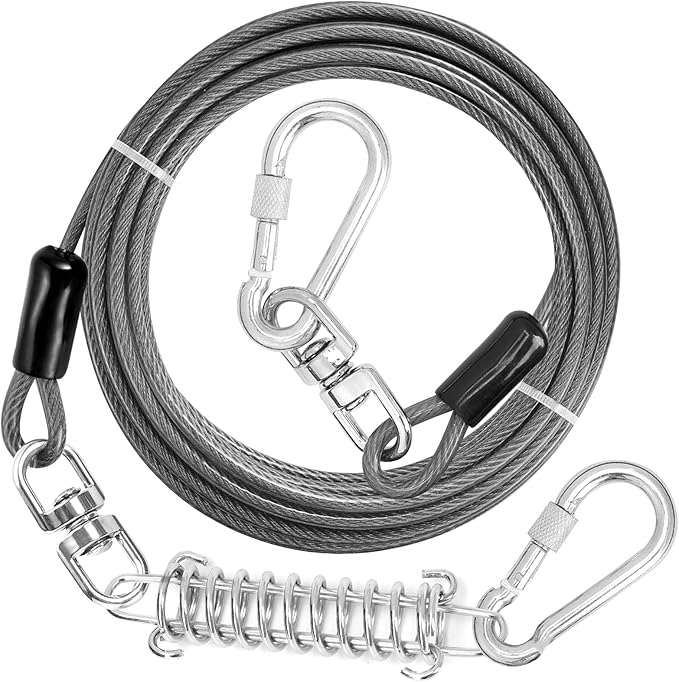 Jenico Dog Tie Out Cable - 150 FT Runner With Swivel Hook, Leash Tether for Yard Outdoor and Camping, Rust-Proof Training Line for Small to Medium Pets Up to 500 LBS