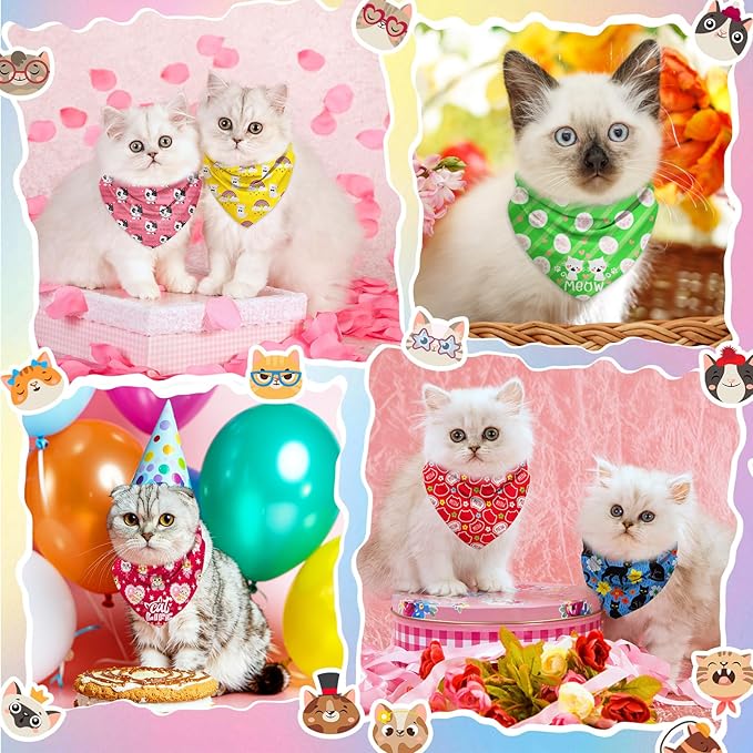 Dog Bandanas Bulk, Adjustable Cat Outfit, Pet Bibs Colorful Triangle Scarf Pet Bandanas for Medium Large Dogs Birthday Costume Decoration (30PCS_Stylish)