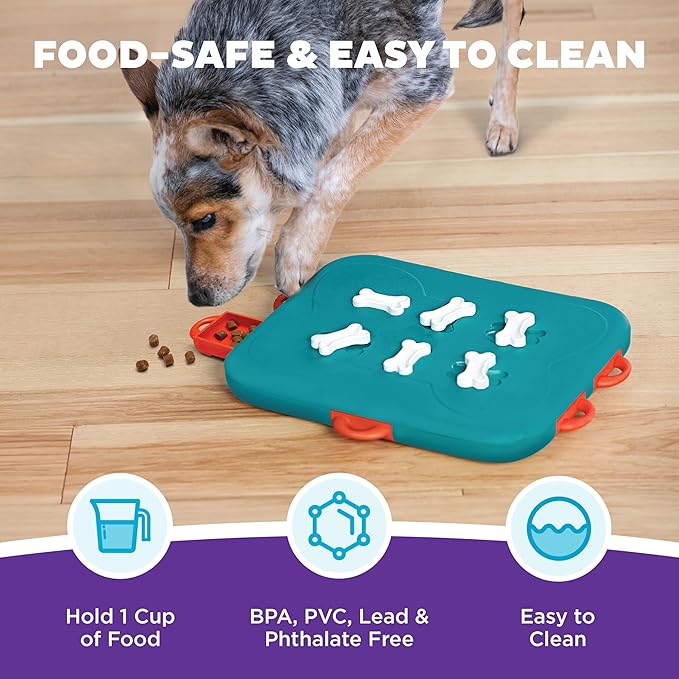 Outward Hound by Nina Ottosson Dog Casino Treat Puzzle Enrichment Toy, Level 3 Advanced, Turquoise
