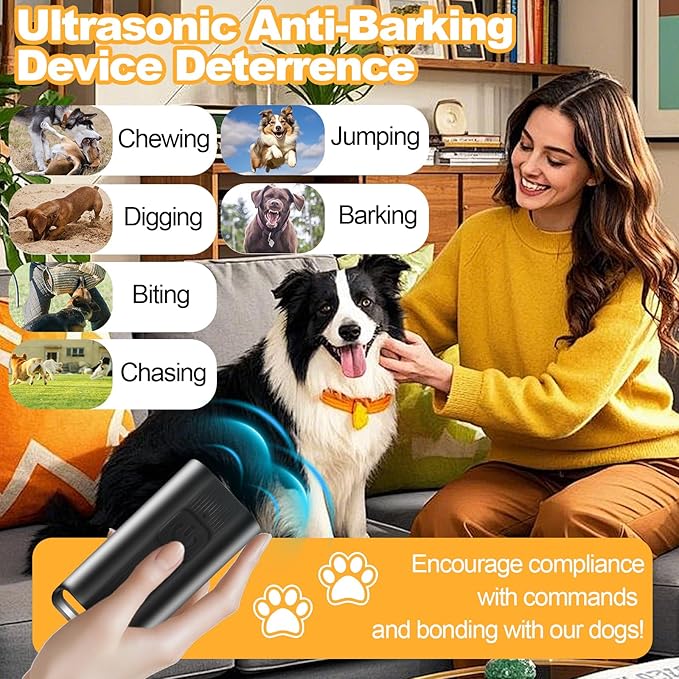 Mini Ultrasonic Dog Bark Deterrent Device - Stop Dog Barking Device for Own or Neighbor's Dog, Rechargeable Anti Barking Dog Trainer Portable Stop Barking Pet Training Tool
