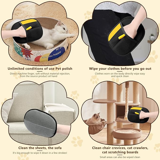 2PCS Pet Hair Remover Gloves, Electrostatic Pet Hair Removal Gloves for Cats & Dogs, Reusable Double Sided Pet Hair Remover,Versatile Grooming Gloves for Washing, Deshedding, Grooming
