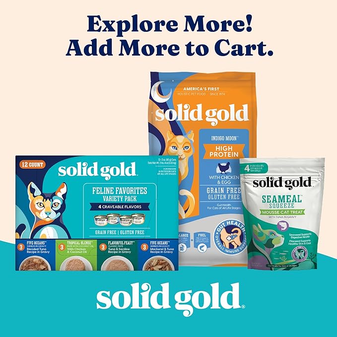 Solid Gold NutrientBoost™ Cat Food Toppers for Cats - High Protein Meal Topper & Crunchy Cat Treats for Indoor Cats w/Vitamins, Minerals & Amino Acids for Gut Health & Immune Support - All Ages - 1lb