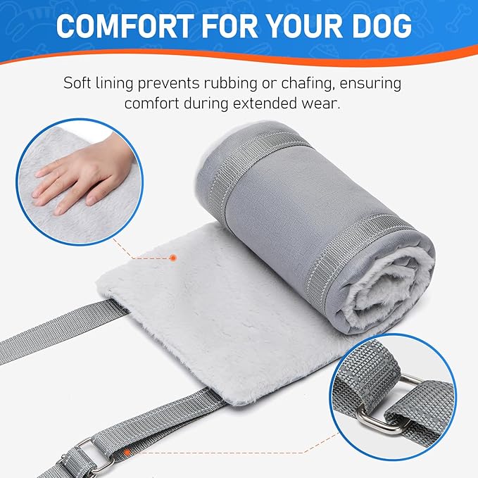Dog Lift Harness for Extra Large Dogs, Adjustable Dog Sling for Back Legs, Hip Support Harness to Help Lift Dogs Rear for Canine Aid and Old K9 Cruciate Ligament Rehabilitation - Extra Large, Grey