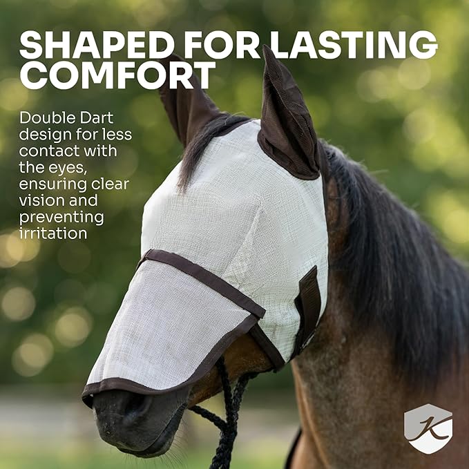 Kensington Fly Mask Web Trim Protects Horses Face and Eyes from Bites and Sun Rays While Allowing Full Visibility Ears and Forelock Able to Come Through The Mask, Medium, Lavender Mint