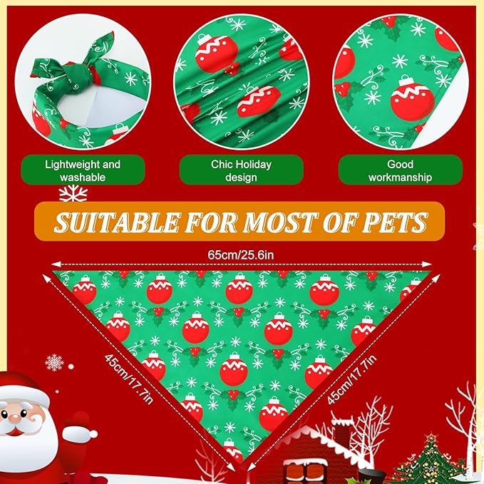 Abbylike 50 Pieces Christmas Dog Bandanas Bulk Xmas Bandanas for Dogs Dog Triangle Kerchief Bibs Scarf Set for Christmas Pet Costume Accessories Decoration (25.6 x 17.7 x 17.7)