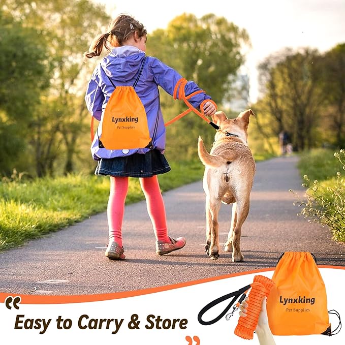 lynxking Check Cord Dog Leash Long Lead Training Tracking Line Comfortable Handle Heavy Duty Puppy Rope 10ft for Small Medium Large Dog