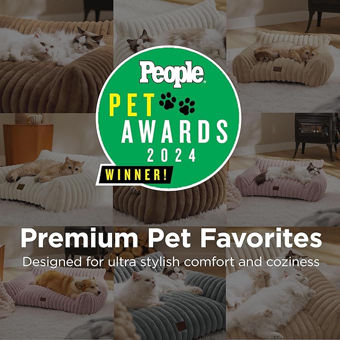 Bedsure Cute Cat Couch for Pets - Fluffy Small Dog Sofa with Premium Soft Corduroy Fleece, Pet Sofa with Removable Washable Cover, Supportive Dog Couch Bed for Small Medium Dogs, 30inch, Garden Green