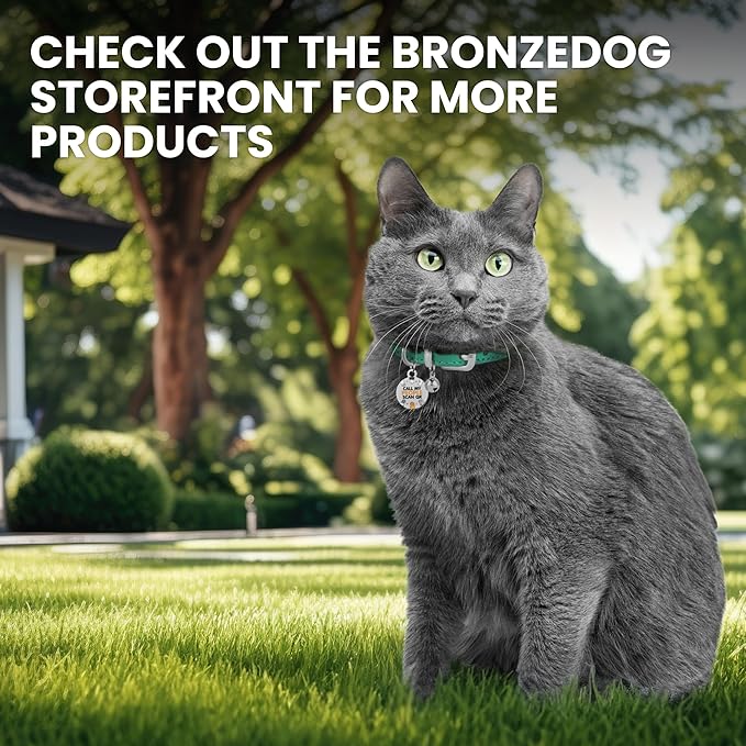BRONZEDOG Leather Cat Collar with Removable Bells Non Breakaway Kitten QR Tag for Girl Boy (7" - 9" for Cats, Light Brown & Silver)