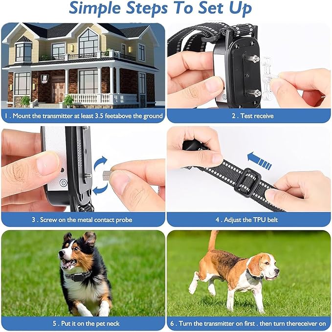 Wireless Dog Fence, Electric Dog Fence & Remote Training Shock Collar 2-in-1,Waterproof Rechargeable, Cover Up to 8 Acre, Portable Pets Safe Containment System for Outdoor,Yard,Indoor,for1dog