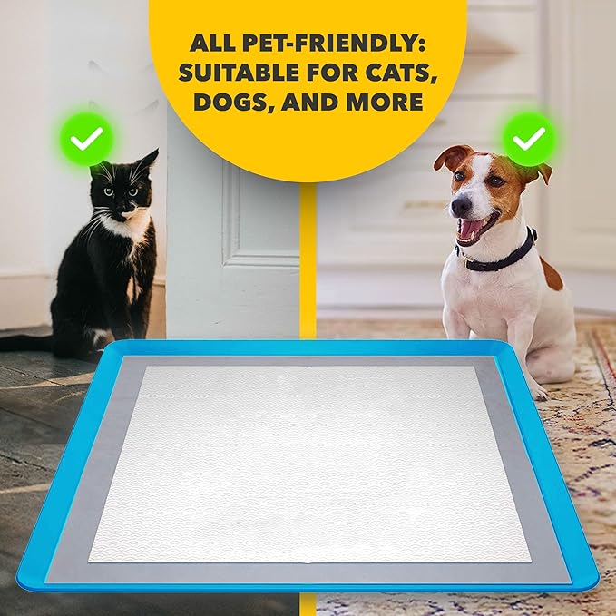 TidyFriend Dog Pee Pad Holder Tray Fits for 24” x 24” Wee Wee Pee Pads - Stable Grip, Raised Edges, Quick-Wipe Silicone Surface Dog Potty Tray Holder for Indoor Flooring Protection (Dark Blue)