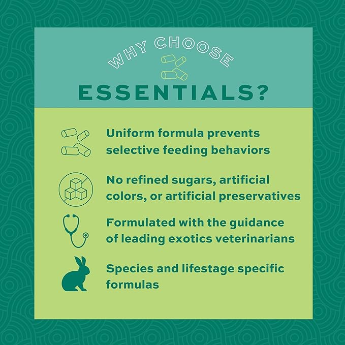 Oxbow Essentials Rabbit Food, Adult, Made with Oxbow Timothy Hay for Rabbit, Pet Pellets with Vitamins & Minerals, Small Animal Pet Products, Bunny Food, Made in USA, High Fiber, 10 lb. bag