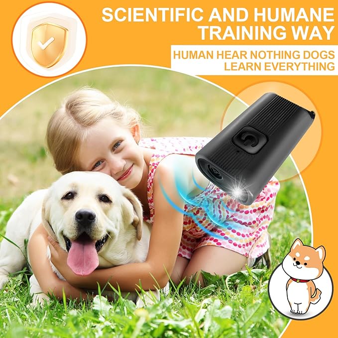 Mini Ultrasonic Dog Bark Deterrent Device - Stop Dog Barking Device for Own or Neighbor's Dog, Rechargeable Anti Barking Dog Trainer Portable Stop Barking Pet Training Tool