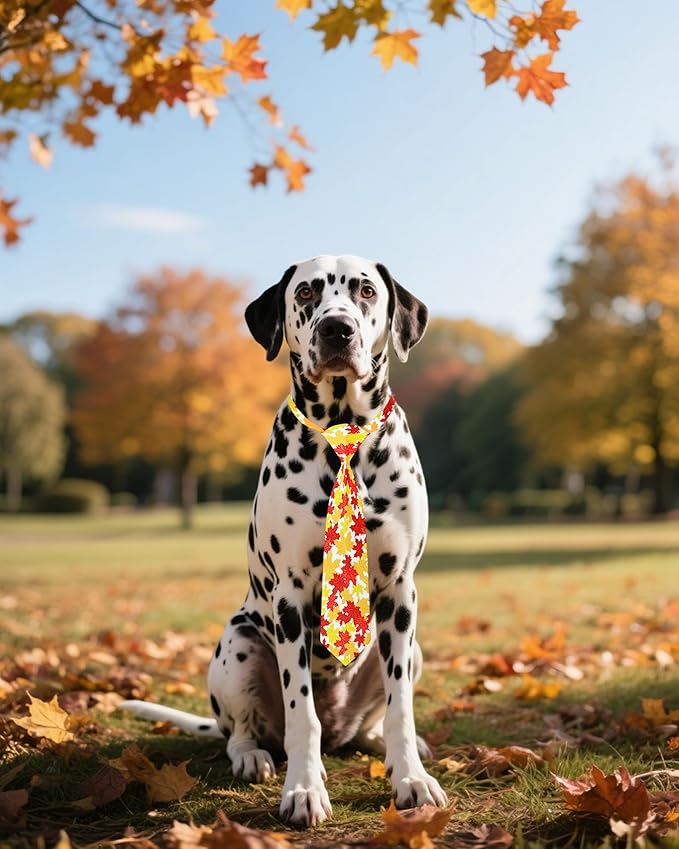PET SHOW 10 Pack Fall Big Dog Ties Neckties for Large Breed Dogs XL Pumpkin Maple Leaf Adjustable Neck Ties Girl Boy Pets Autumn Costumes Dog Holiday Grooming Accessories Wedding Party Gift Favor