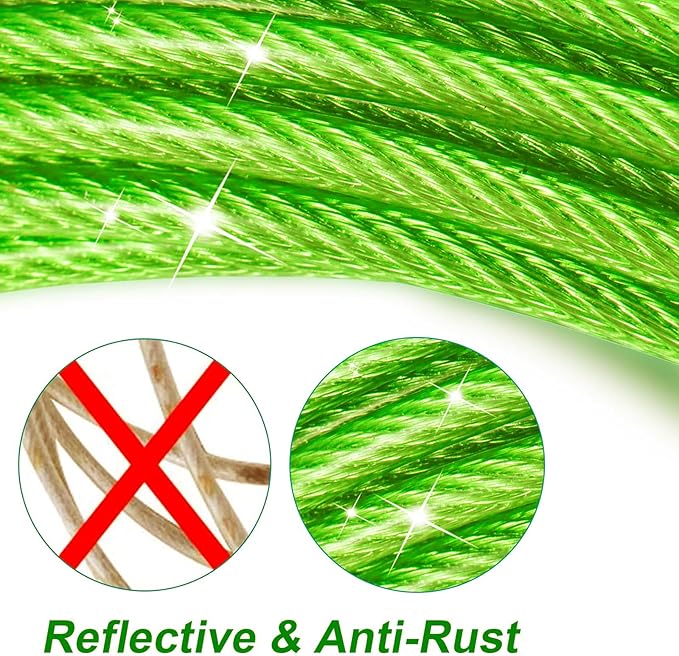 Dog Tie Out Cable for Outside,30FT Heavy Duty Dog Leash&Chains with Swivel Hook,Small-Large Dogs Runner Cable Up to 250lbs, Long Dogs Lead Line for Yard Outdoor and Camping (250lbs 30FT, Green)