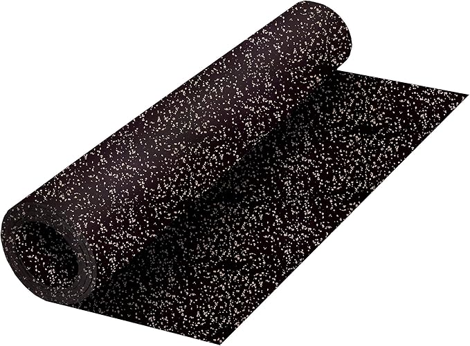 Playsafer Genaflex Rubber Gym Floor Mat, Heavy Duty Commercial Protective Gym Flooring Roll - 8mm Thick (4' X 6', 15% Grey)