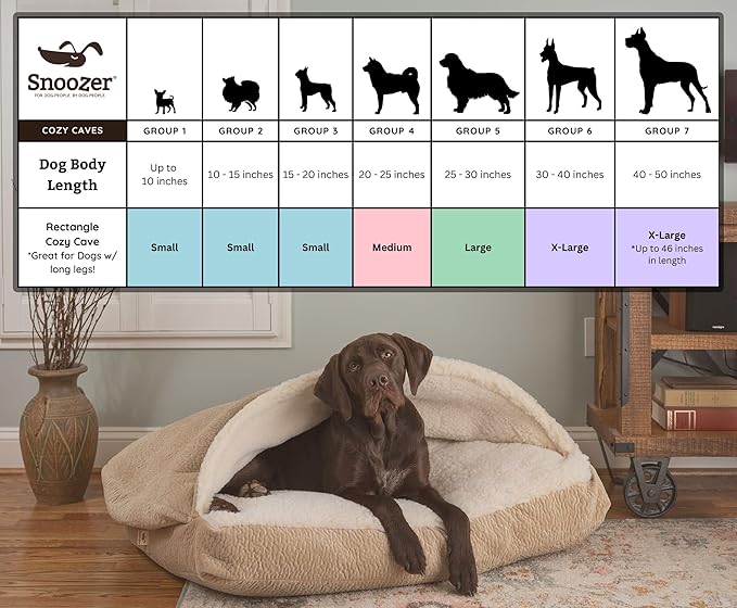 Snoozer Pet Products Luxury Rectangle Cozy Cave Dog Bed with Microsuede, Showdog Collection, Medium, Merlin Pewter