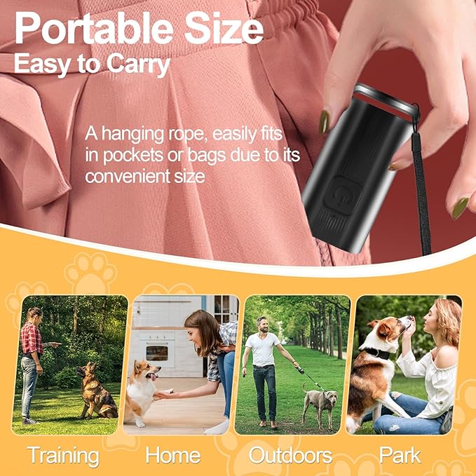 Mini Ultrasonic Dog Bark Deterrent Device - Stop Dog Barking Device for Own or Neighbor's Dog, Rechargeable Anti Barking Dog Trainer Portable Stop Barking Pet Training Tool