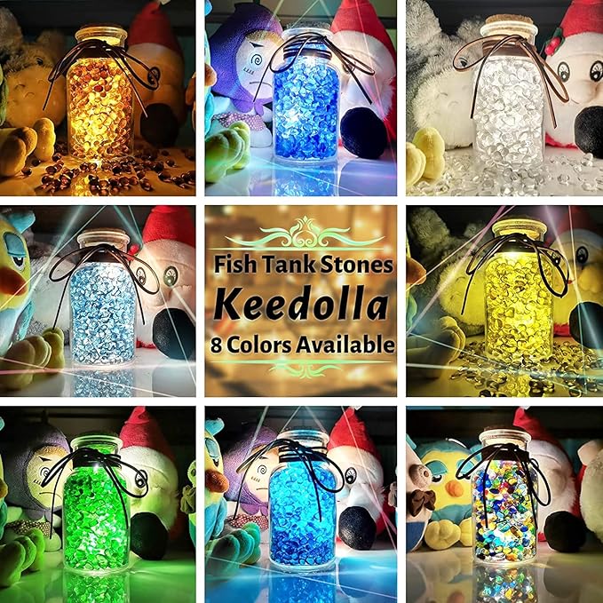 Keedolla 3 LB Clear Gravel for Fish Tank, Sea Glass Pebbles Marbles Pebbles Gravel Rocks Crystal Gemstones for Aquarium|Fish Turtle Tank|Vase Filler|Flowerpot Decoration