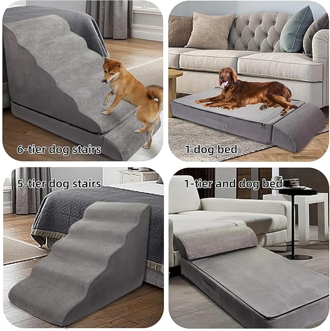 Soft Dog Stairs & Steps for High Beds 28 Inches High Tall, LitaiL Pet Stairs/Steps for High Beds for Small Large Dogs, Non-Slip Dog Ramps for Bed, for Older Cats