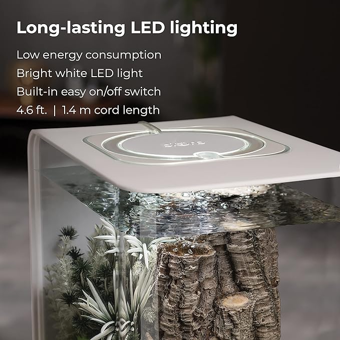 biOrb Flow 15 Acrylic 4-Gallon Aquarium with White LED Lights Modern Compact Tank for Tabletop or Desktop Display, Black