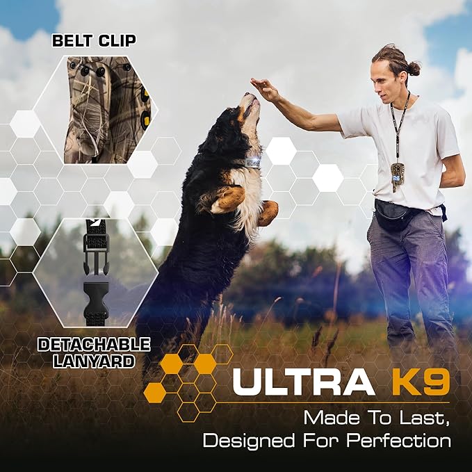 INVIROX Dog Shock Collar [Ultra K9 Hunting Series] 124 Training Levels, 4 Powerful Modes with Night-Light and ¾ Mile Range 100% Safe Dog Training Collar for Large Dogs IP67 Waterproof