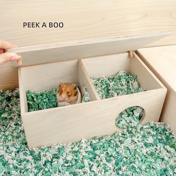 Niteangel Birch Chamber-Maze Hamster Hideout - Small Pets Woodland House Habitats Decor for Hamster Mice Gerbils Mouse