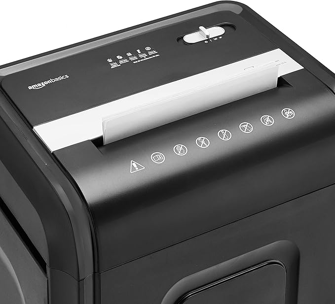 Amazon Basics 24 Sheet Cross Cut Paper, CD and Credit Card Home Office Shredder with Pullout Basket, Black
