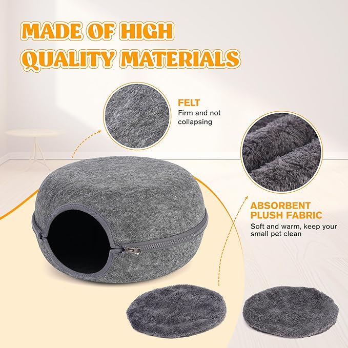 Guinea Pig Hideout, Double Function Guinea Pig Bed with 2 Soft Cushions, Small Animal Cage Accessories for Guinea Pigs, Hamsters, Hedgehogs, and Ferrets