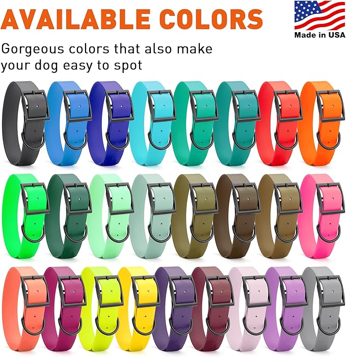 Dogline Biothane Waterproof Dog Collar Strong Coated Nylon Webbing with Black Hardware Odor- Proof for Easy Care Easy to Clean High Performance Fits Small Medium or Large Dogs, Sea Foam Green