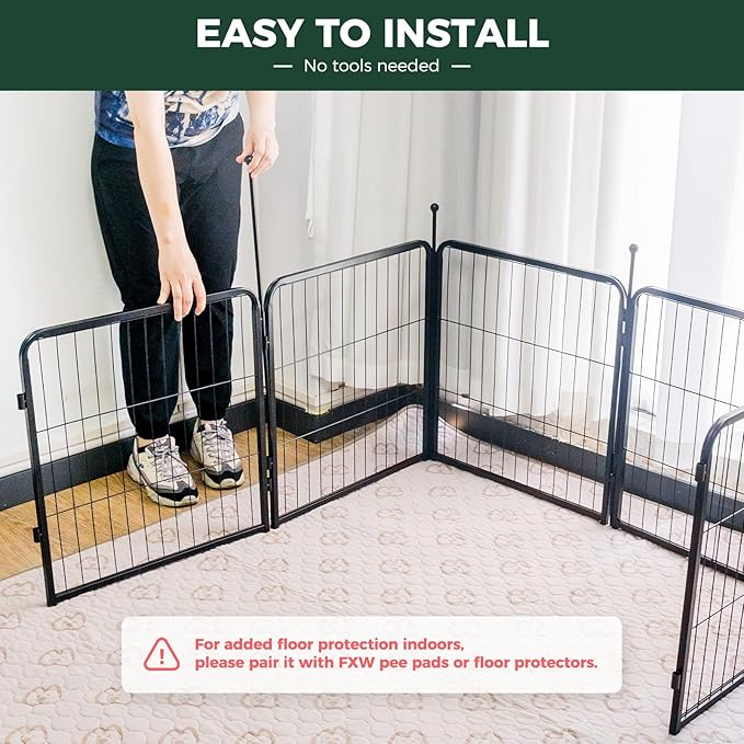 FXW Rollick Unleashed Dog Playpen for Indoor, Yard, RV Camping, 24 inch 24 Panels for Small and Puppy Dogs, Black│Patented