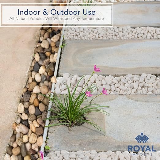 Royal Imports 30LBS River Rocks Decorative Ornamental Pebbles, Garden Landscaping Stones, Gravel Filler for Plants, Vases, Succulents, Home Decor, Aquariums, Crafting, Animal Habitat - Small White