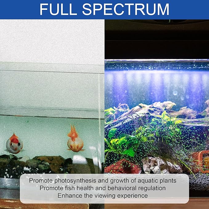 Led Aquarium Light, Full Spectrum Fish Tank Lights, 55/75 Gallon Freshwater Fishtank Hood Lighting for Grow Fish, Plants, Adjustable from 48 to 54 Inch