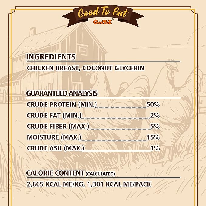 Gootoe Chicken Breast Jerky Dog Treats 1 lb, All Natural, Grain-Free, High-Protein, Low Fat, Healthy & Easily Digestible