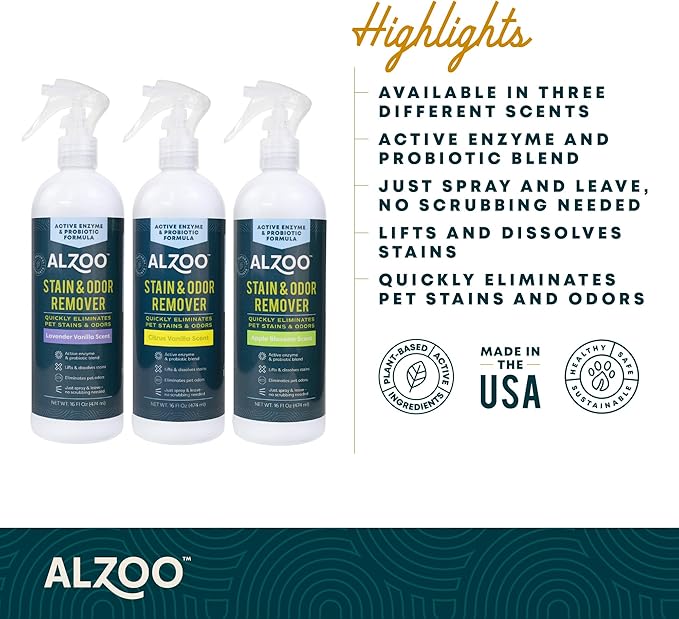 Stain & Odor Remover, Quickly Lifts & Dissolves Pet Stains & Helps Eliminate Odors, 100% Plant-Based Active Ingredients, Lavender Vanilla Scent, 16 Fl. Oz Spray Bottle