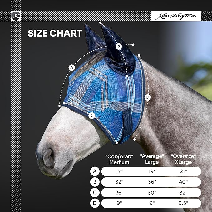 Kensington Signature Fly Mask w/Web Trim, Soft Mesh Ears & Forelock Opening Size: M-Small Horse Color: 181 - Kentucky Blue