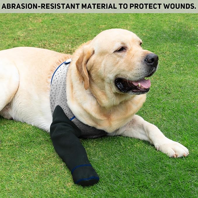 COODEO Dog Socks to Prevent Licking Paws, Healing Boots & Paw Protectors with Non-Slip Bottoms for Wound Protection, Waterproof Sleeve Shoes for Licking（Grey，3XL_Left
