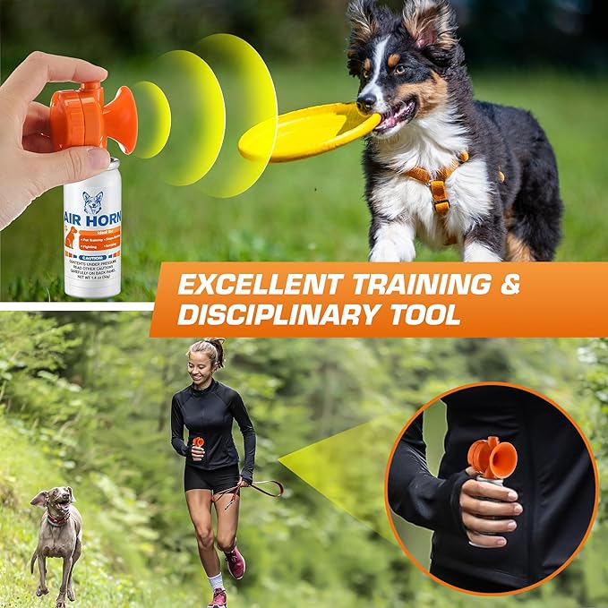 Air Horn, 1.4 oz 120 dB Loud Pet Trainer to Stop Dog Attacking Barking Fighting Jumping, Coyotes Air Horn for Safety, Protect Yourself & Pet While Walking, Orange(1 Pack)