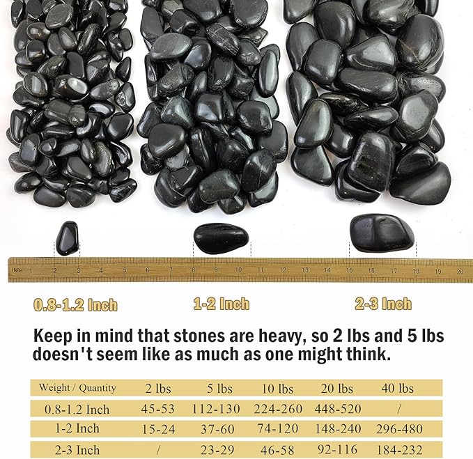 10 lbs Black Pebbles - 2-3 inch Decorative River Stones for Plants, Aquarium, Fish Tank, Outdoor Garden Landscaping