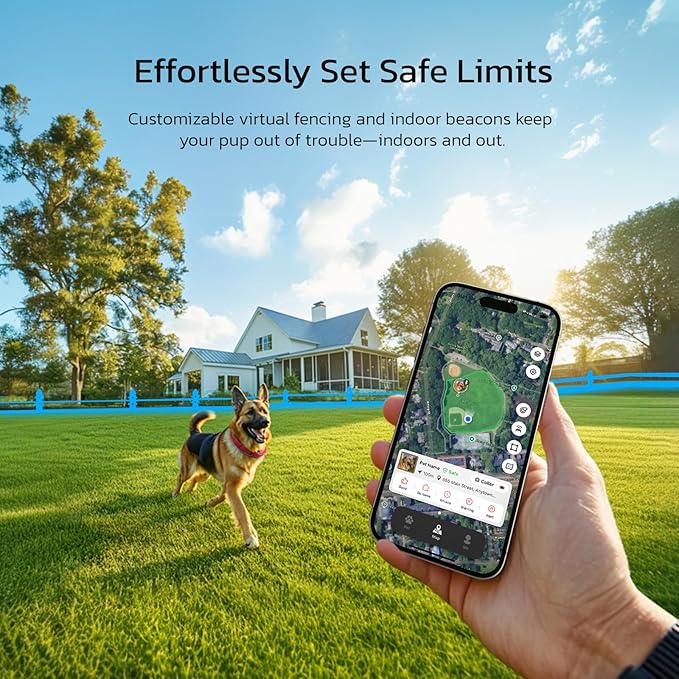 SATELLAI GPS Dog Collar, Red [Free 1-Year Membership] The Most Advanced Dog Wireless Fences with AI Analysis, Precise Position, 5-Day Battery, and IP68 Waterproof, Flexible Virtual Fencing for Dogs