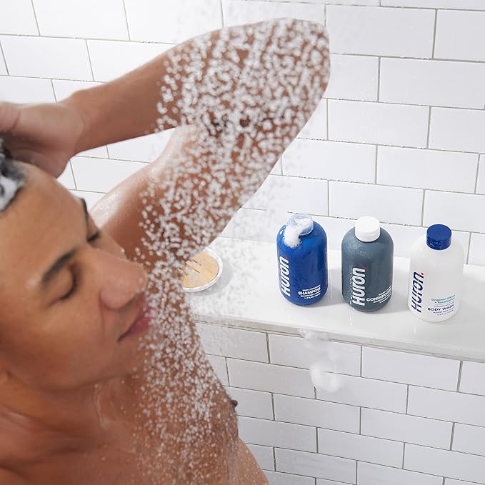 Huron Shower Kit - Shampoo, Conditioner, & Body Wash For Men - Sandalwood + Black Pepper Scent - Hydrating & Nourishing Men's Shampoo & Conditioner