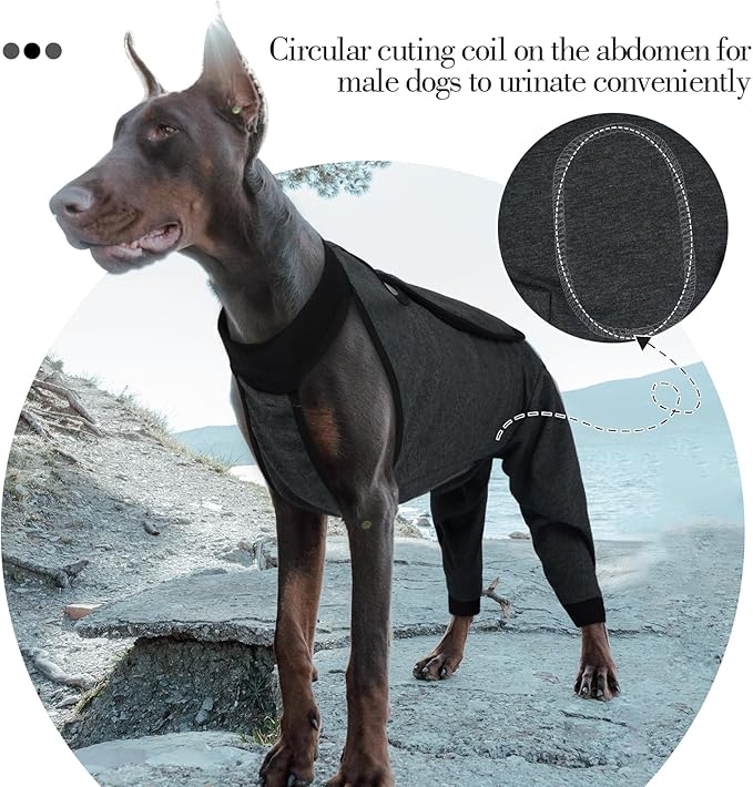 ROZKITCH Dog Surgery Leg Sleeve Rear Legs, Male Female Pet Prevent Licking Wound Elbow Knee Protector, Dog Recovery Suit Cone Collar Alternative Pants Shirt for Wound Heal Wrap Grey 3XL