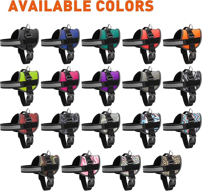 Dogline Dog Harness, Reflective No-Pull Adjustable Vest with Handle for Walking, Training, Breathable, No - Choke Harness for Small, Medium or Large Dogs Room for Patches Girth 15 to 18 in Purple