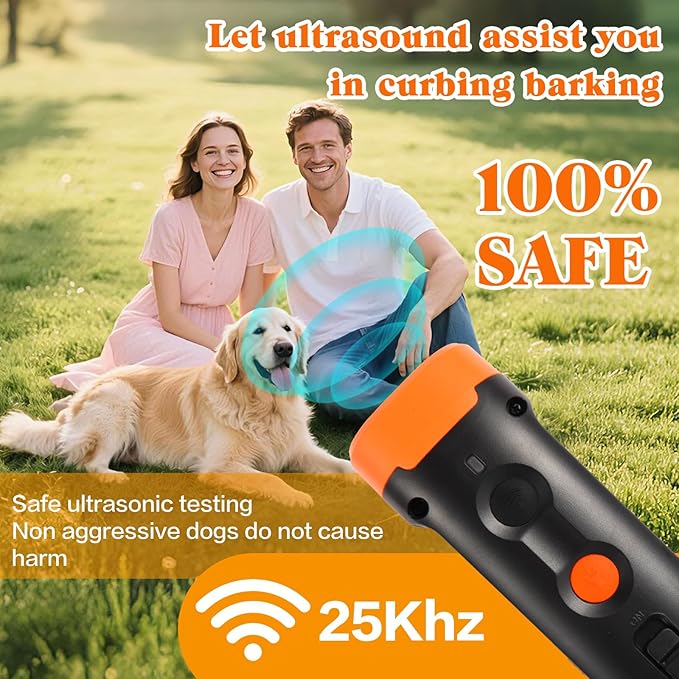 Dog Bark Deterrent Device-Rechargeable Anti-Barking Device for Dogs 40ft Long-Range Dog Training Tool, 3 Modes & LED Light for Dogs Training - Indoor & Outdoor