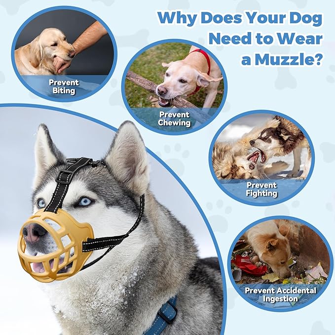 Dog Muzzle for Large Dogs, Breathable Basket Muzzles for Small, Medium and X-Large Aggressive Dog, Allows Panting Drinking, Suitable for Grooming Trimming Training (3, Luminous Orange)