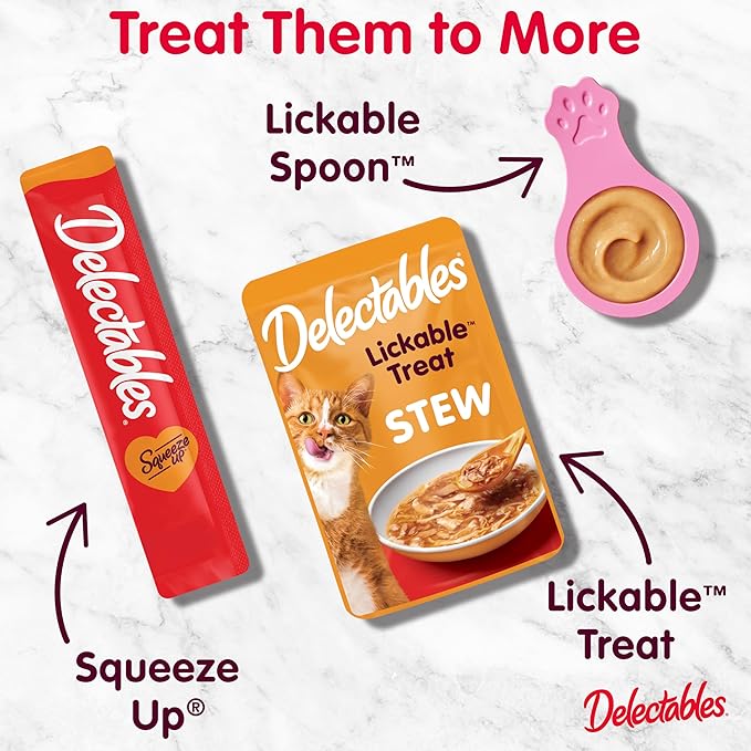 Hartz Delectables Squeeze Up Interactive Lickable Wet Cat Treats for Adult & Senior Cats, Tuna & Salmon, 4 Count(Pack of 8)