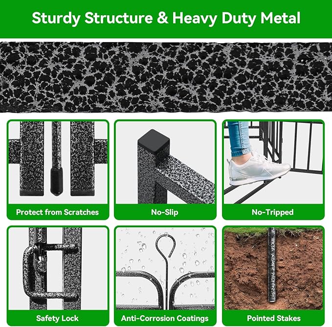 Dog Playpen Outdoor 24 Panels Heavy Duty Dog Fence 47" Height with Thick Pipe Anti-Rust with Doors Portable for RV Camping Yard, Total 54FT, 227 Sq.ft, Snowy Black