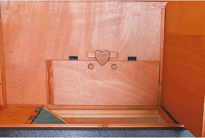 TRIXIE natura Outdoor Rabbit Hutch with Run - 2-Story Rabbit Cage with Non-Slip Ramp - Medium Elevated Small Animal House with Secure Playpen, Hinged Roof & Pull-Out Tray - in Brown