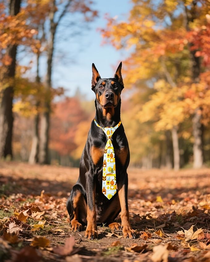 PET SHOW 10 Pack Fall Big Dog Ties Neckties for Large Breed Dogs XL Pumpkin Maple Leaf Adjustable Neck Ties Girl Boy Pets Autumn Costumes Dog Holiday Grooming Accessories Wedding Party Gift Favor