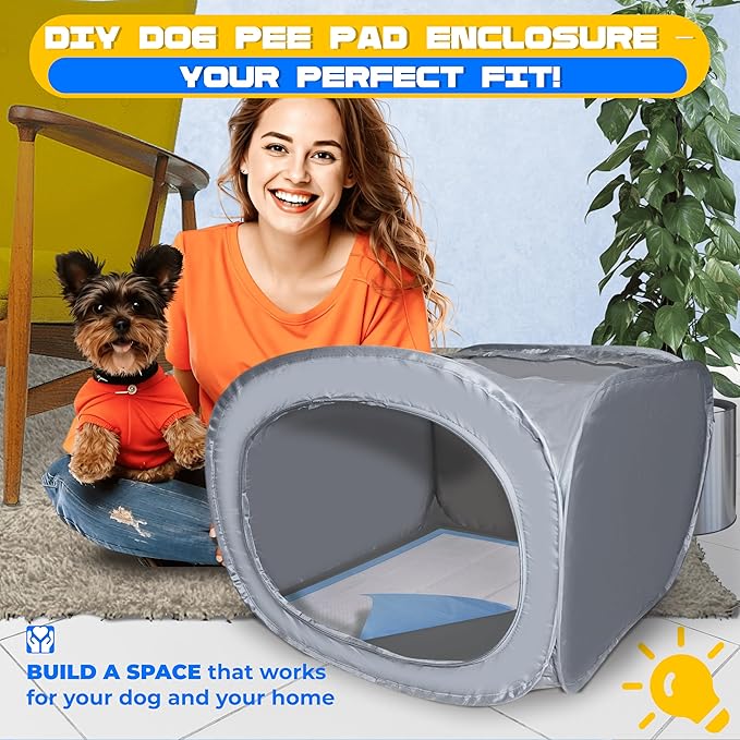 TidyFriend Cat Litter Box Enclosure 24” x 24” with Peepad Holder Tray Fits for 24” x 24” Pee Pad, Enclosed Small Cat Litter Box with Removable Wee Wee Pad Holder, High-Sided Pet Enclosure (Dark Grey)