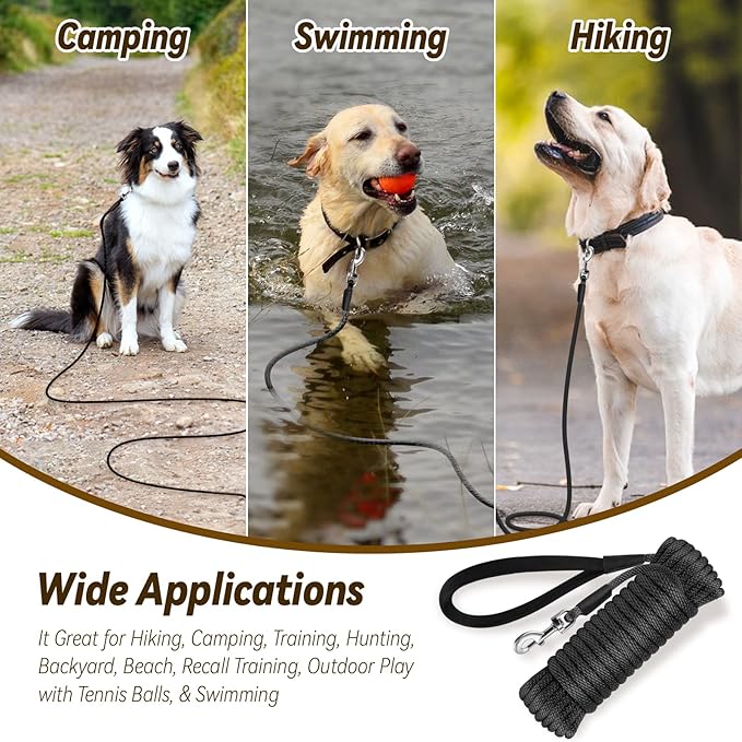 lynxking Check Cord Dog Leash Long Lead Training Tracking Line Comfortable Handle Heavy Duty Puppy Rope 10ft for Small Medium Large Dog